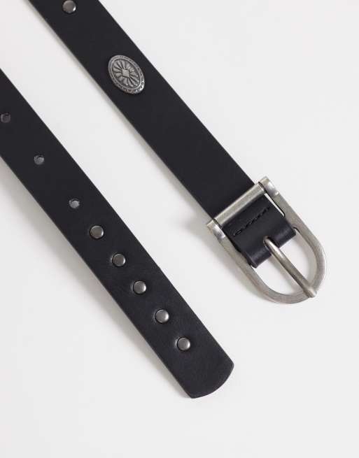 ASOS DESIGN - Cintura in pelle sintetica nera con borchie, 3 di 3