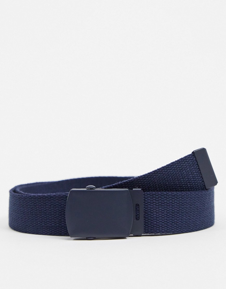 ASOS DESIGN - Cintura in tessuto blu navy con fibbia opaca