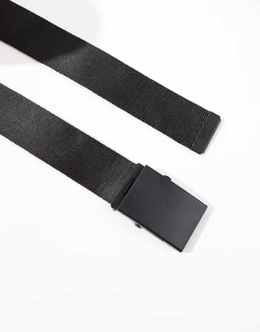 ASOS DESIGN - Cintura in tessuto nera con fibbia nera opaca, 3 di 3