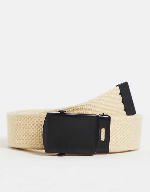 ASOS DESIGN - Cintura intrecciata gialla con placca nera