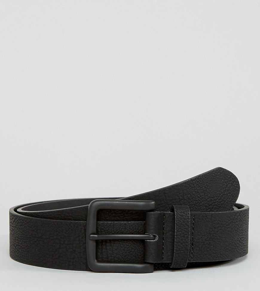 ASOS DESIGN - Cintura larga in pelle sintetica con fibbia rivestita di nero
