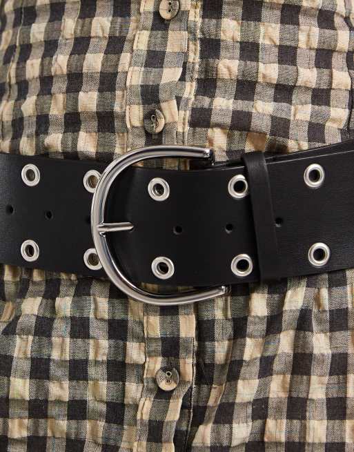 ASOS DESIGN - Cintura nera ampia con occhielli, 2 di 3