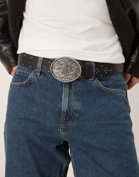 ASOS DESIGN - Cintura nera con fibbia con croce appariscente - view 1