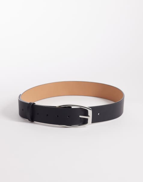 ASOS DESIGN - Cintura nera con fibbia squadrata a mezzaluna per vita e fianchi - view 1