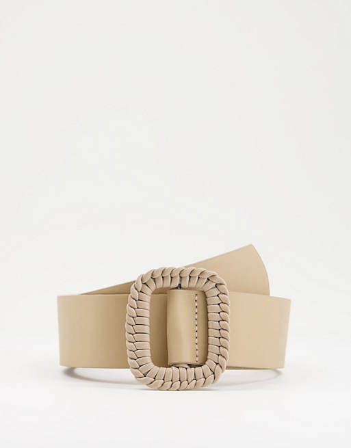 ASOS DESIGN - Cintura per fianchi e vita beige con fibbia rivestita