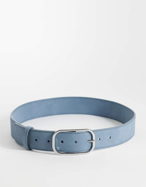 ASOS DESIGN - Cintura per jeans a vita bassa in camoscio sintetico blu - view 1