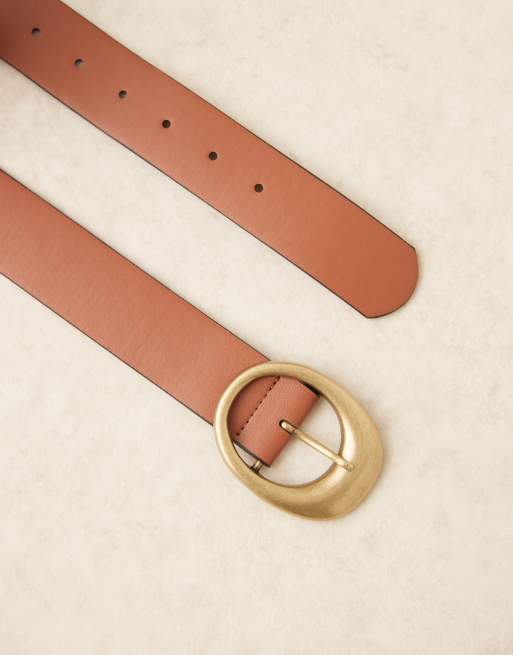 ASOS DESIGN - Cintura per jeans color cuoio con fibbia ovale, 2 di 3