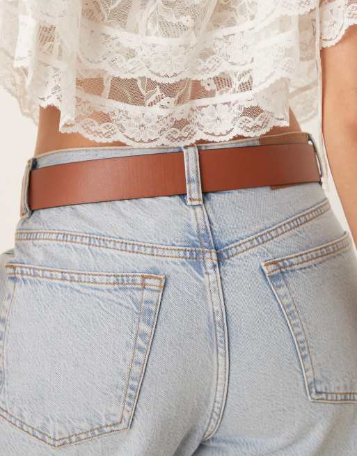 ASOS DESIGN - Cintura per jeans color cuoio con fibbia ovale, 3 di 3