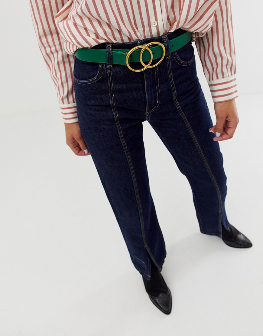 ASOS DESIGN- Cintura per jeans per vita e fianchi con due cerchi-Verde