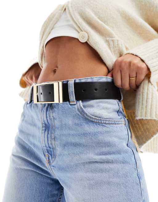 ASOS DESIGN - Cintura per jeans per vita e fianchi con fibbia rettangolare 
