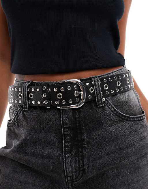 ASOS DESIGN - Cintura per jeans per vita e fianchi nera con borchie, 4 di 4