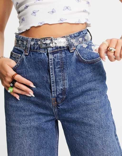 ASOS DESIGN - Cintura per jeans per vita e fianchi trasparente con farfalle