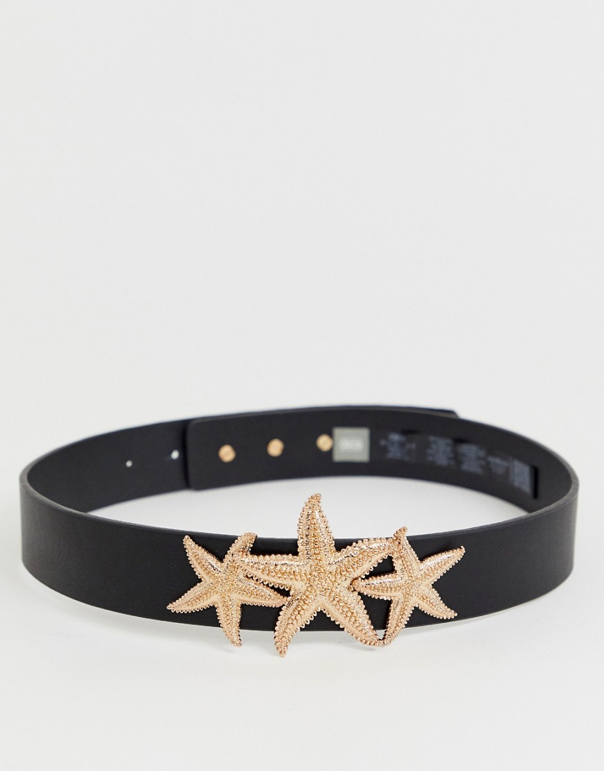 ASOS DESIGN - Cintura per vita e fianchi con stelle marine in metallo-Nero