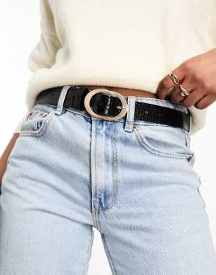 ASOS DESIGN - Cintura per vita e fianchi effetto coccodrillo con fibbia a doppio anello