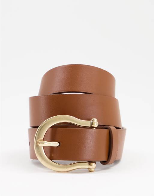 ASOS DESIGN - Cintura per vita e fianchi in cuoio con finitura boyfriend 