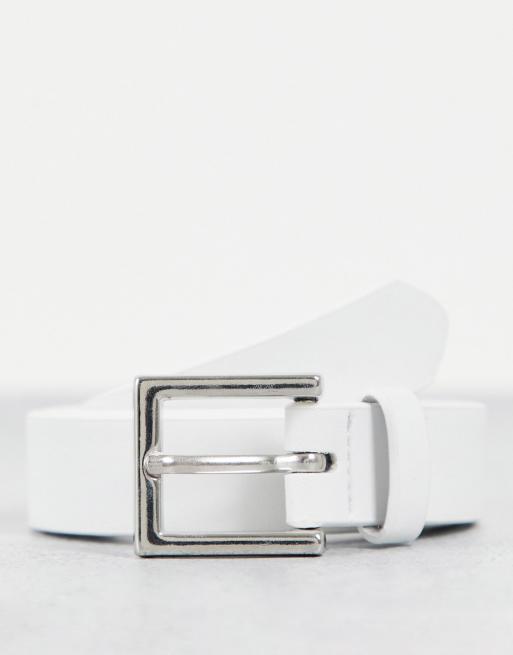 ASOS DESIGN - Cintura skinny in pelle sintetica, colore bianco