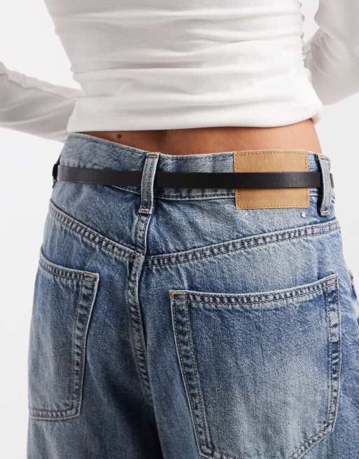 ASOS DESIGN - Cintura skinny nera con fibbia a stella argentata, 3 di 3