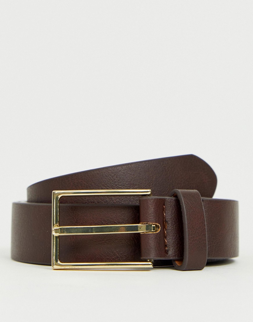ASOS DESIGN - Cintura slim elegante in ecopelle marrone