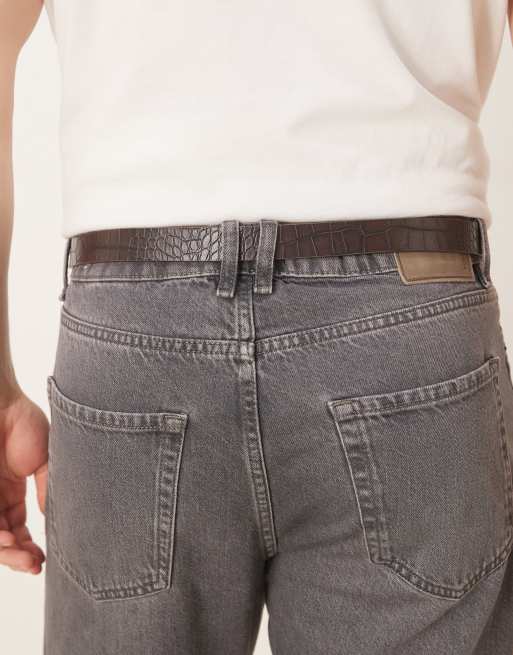 ASOS DESIGN - Cintura sottile marrone effetto coccodrillo, 3 di 3