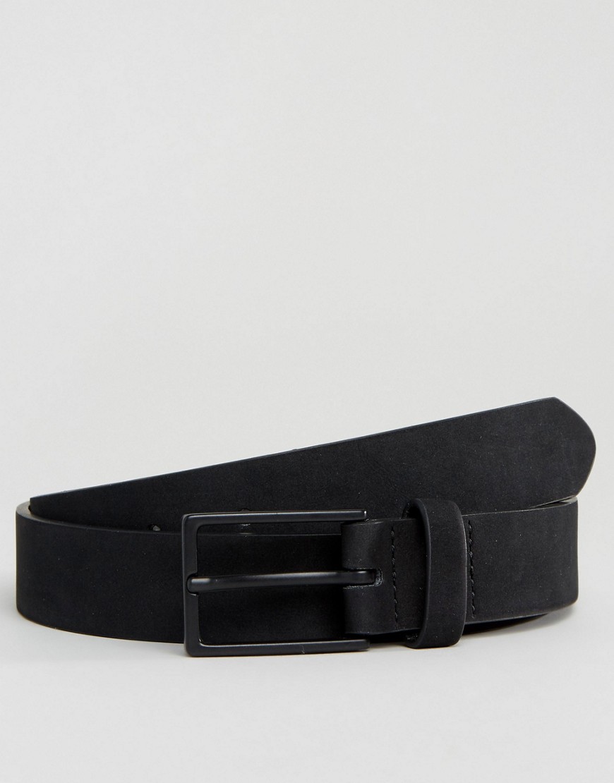ASOS DESIGN - Cintura sottile nera in camoscio sintetico-Nero