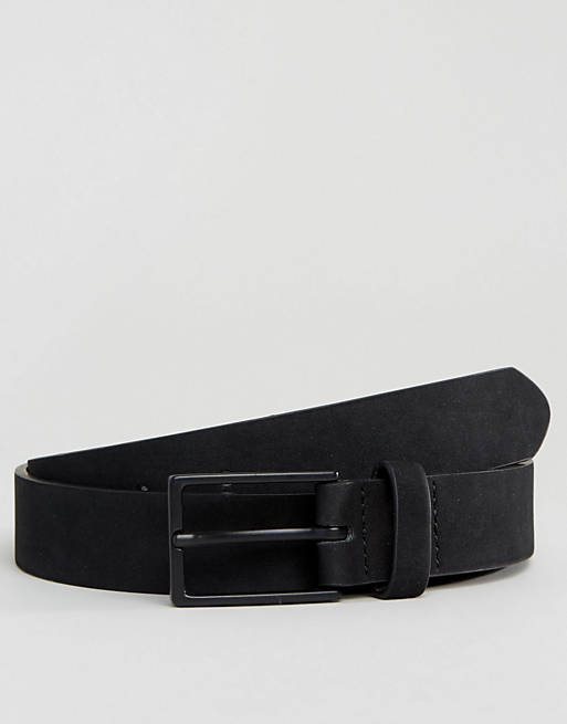 ASOS DESIGN - Cintura sottile nera in camoscio sintetico