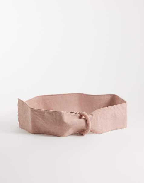 ASOS DESIGN - Cinturón rosa negruzco con hebilla retorcida de antelina - view 1