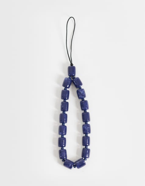 ASOS DESIGN - Ciondolo per telefono blu con pietre sintetiche - view 1