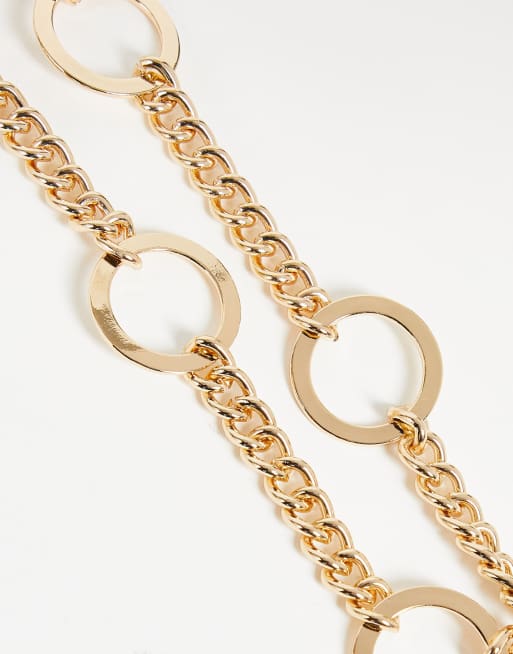 ASOS DESIGN circle and chain waist and hip belt in gold , 3 of 4