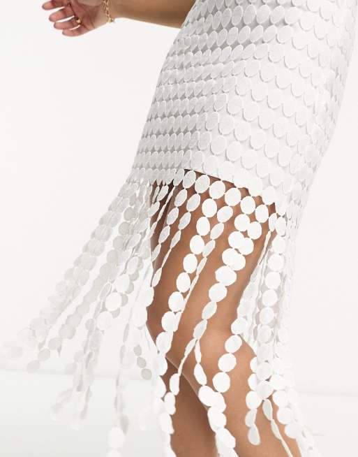 ASOS DESIGN circle lace halter neck midi dress in white | ASOS