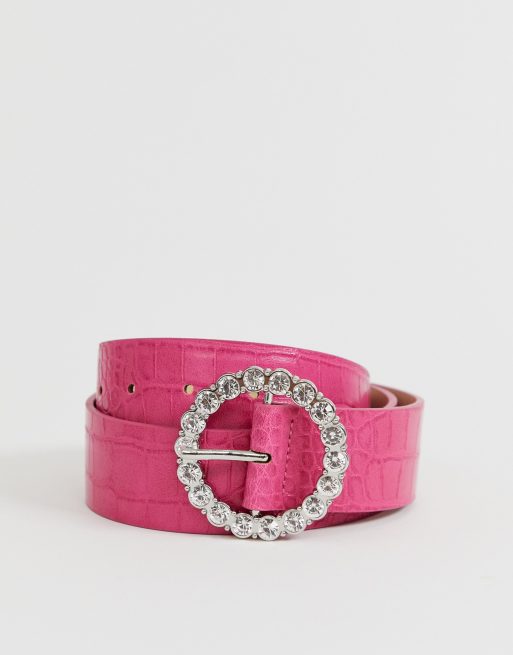 ASOS Design Monogram Buckle Croc Belt