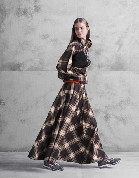 ASOS DESIGN circle skirt in check print (part of a set) - view 1