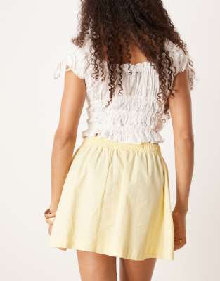 Asos Design Circle Volume Mini Skirt In Yellow