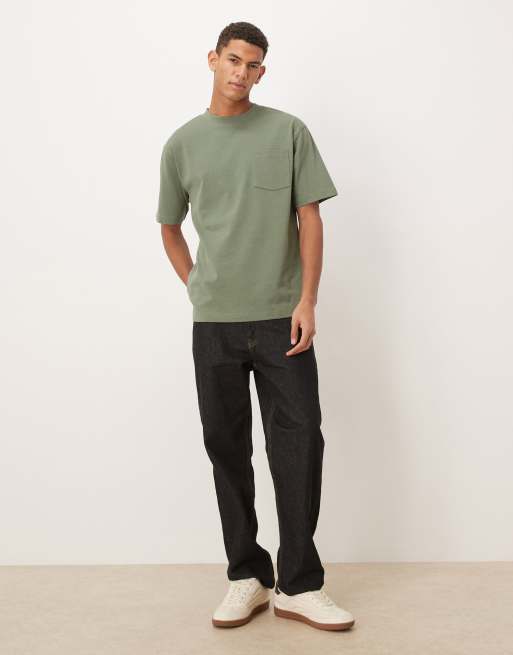 ASOS DESIGN - Circular Design Collection - Afslappet grøn T-shirt i ekstra kraftigt stof , 2 af 5