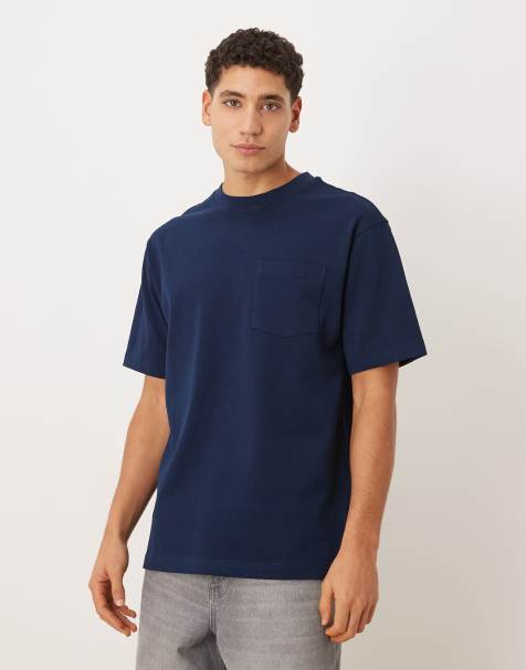 ASOS DESIGN - Circular Design Collection - Afslappet marineblå T-shirt i ekstra kraftigt stof - view 1