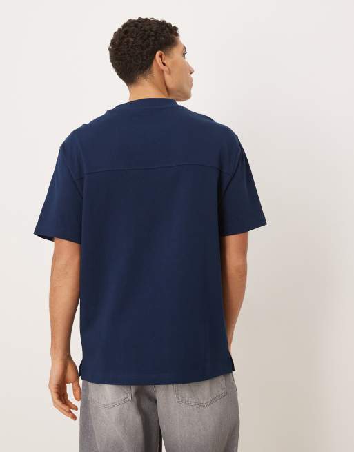 ASOS DESIGN - Circular Design Collection - Afslappet marineblå T-shirt i ekstra kraftigt stof , 3 af 5