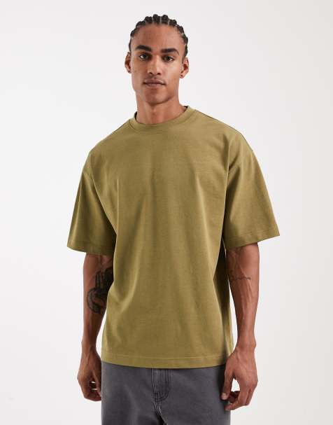 ASOS DESIGN – Circular Design Collection – Bardzo gruby T-shirt oversize w kolorze khaki - view 1