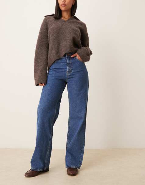 ASOS DESIGN - Circular Design Collection - Blå dad-jeans med brede ben - view 1