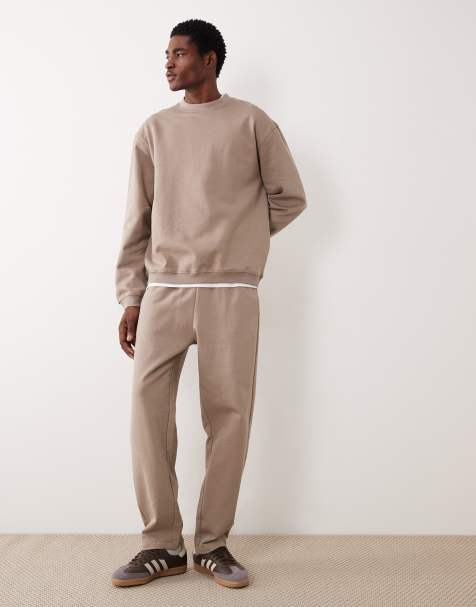 ASOS DESIGN - Circular Design Collection - Brune joggingbukser med lige ben i kraftigt stof på 400 gsm - view 1