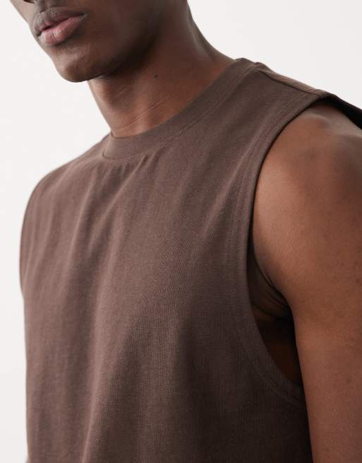 ASOS DESIGN Circular Design Collection - Camiseta marrón sin mangas de corte estándar, 2 de 5