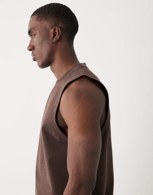 ASOS DESIGN Circular Design Collection - Camiseta marrón sin mangas de corte estándar, 4 de 5