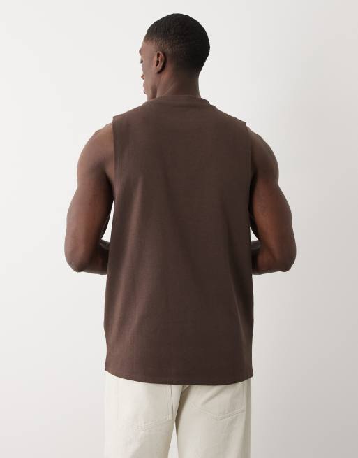 ASOS DESIGN Circular Design Collection - Camiseta marrón sin mangas de corte estándar, 5 de 5
