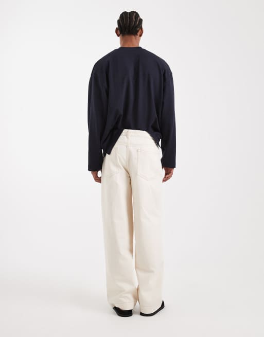 ASOS DESIGN Circular Design Collection ciężkie luźne jeansy w kolorze ecru, 3 z 5