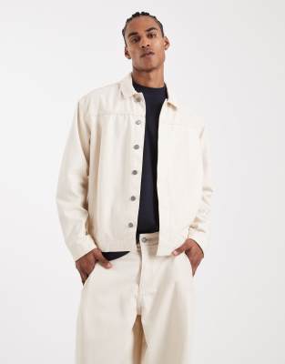 Asos Design Circular Design Collection Co-ord Heavyweight Harrington Denim Jacket In Neutral