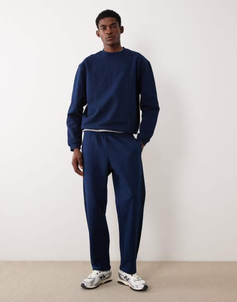 ASOS DESIGN - Circular Design Collection - Co-ord set van zware 400gsm stof met oversized sweatshirt en joggingbroek met rechte pijpen in marineblauw - view 1