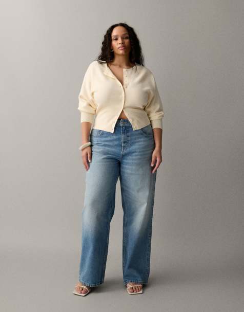 ASOS DESIGN Circular Design Collection Curve - Dad-jeans med vide ben i autentisk mellemvask - view 1