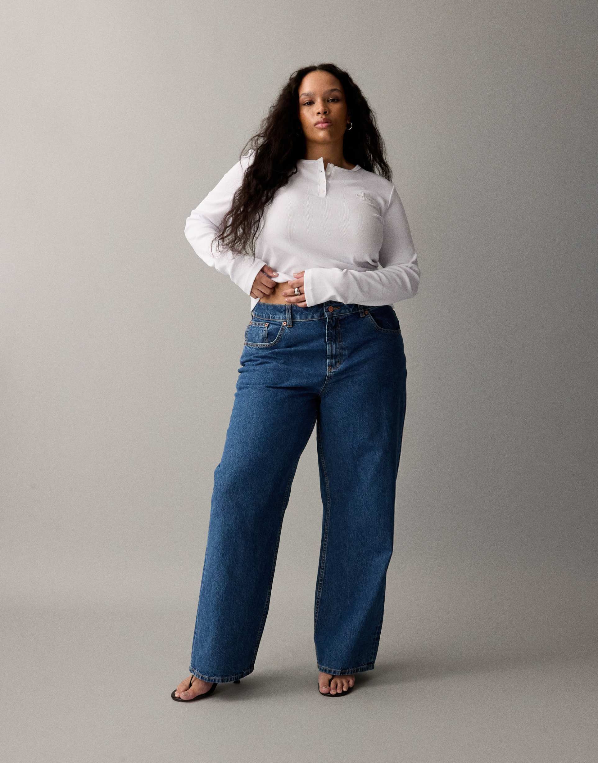 asos design circular design collection curve wide leg dad jeans in clean blue