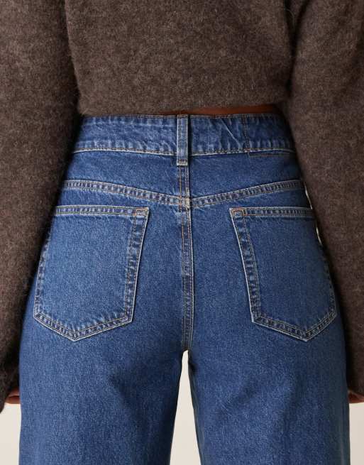 ASOS DESIGN - Circular Design Collection - Dad jeans met wijde pijpen in effen blauw, 5 van 5