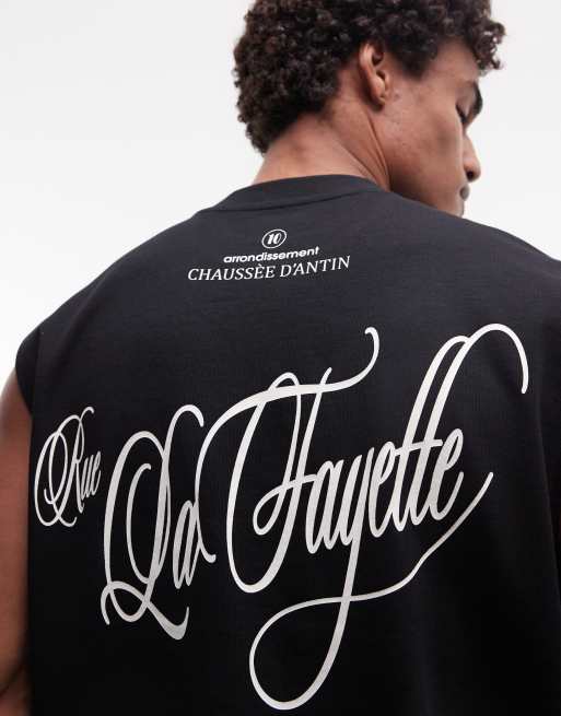 ASOS DESIGN - Circular Design Collection - Débardeur oversize ultra-épais à inscription au dos - Noir, 4 de 5