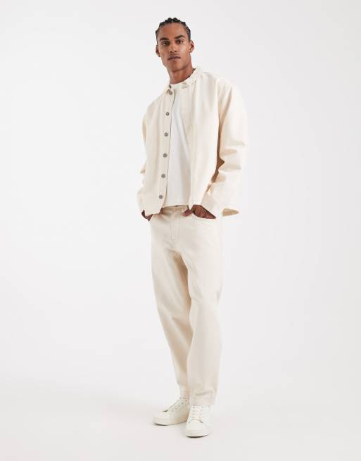 ASOS DESIGN - Circular Design Collection - Denim overhemd van zware stof in ecru, deel van co-ord set , 2 van 5