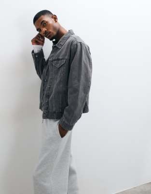 Asos Design Circular Design Collection Denim Trucker Jacket In Gray